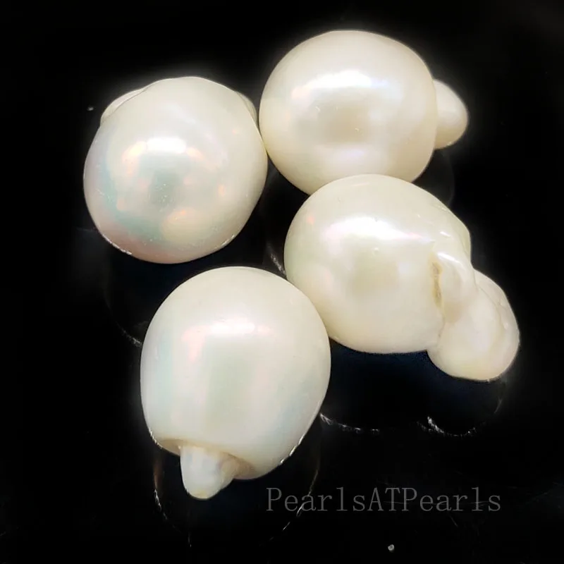 No Hole AA+ 14-20mm Natural White Nucleated Fireball Flame Loose Large Baroque Pearl