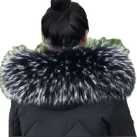 custom size color real fur collar for parkas coats luxury warm natural raccoon scarf fur scarves male down jacket fur hat