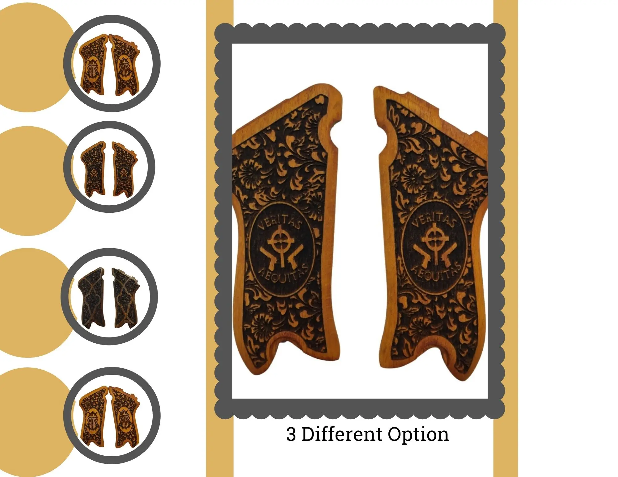 Luger P-08 Roller Special Laser Cutting Walnut Tree Wooden Grip Mode. Veritas Aequitas | Hunting Gun Accessories