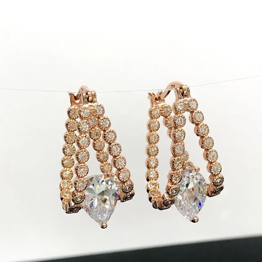 

Italian Diamond Montr Special Design Silver Drop Earrings