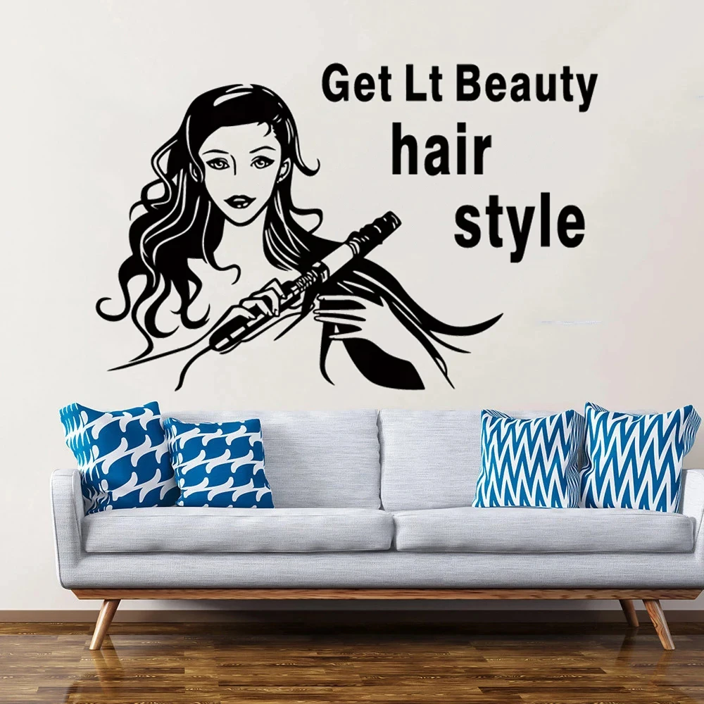 

Hair Salon Wall Decals Removable Vinyl Beauty Salon Barber Shop Scissor Window Decor Murals Hairdresser Glass Stickers DW22020