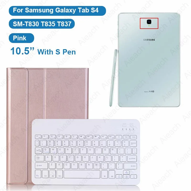 Samsung S4 Pink Чехол для samsung Galaxy A 10,1 8,0 A 10,5 чехол s Беспроводной Bluetooth клавиатура полное покрытие для samsung S5e S4 чехол - Цвет: Samsung S4 Pink