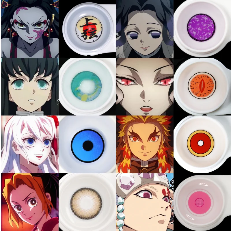 Bio-essence 1 Pair Cosplay Color Contact Lenses Nezuko Cosplay Anime Eye Contacts Pink Blue Lenses Contact Lens Demon Slayer Ume