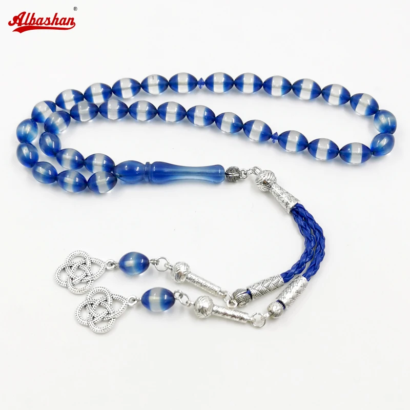 

Tasbih Men blue resin Muslim prayer beads islamic Misbaha turkish rosary Ramadan Eid gift for men
