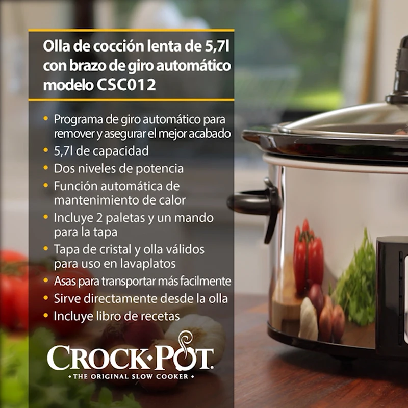 Медленная кастрюля Crock CSC012X 240 л Вт нержавеющая сталь автоматический таймер