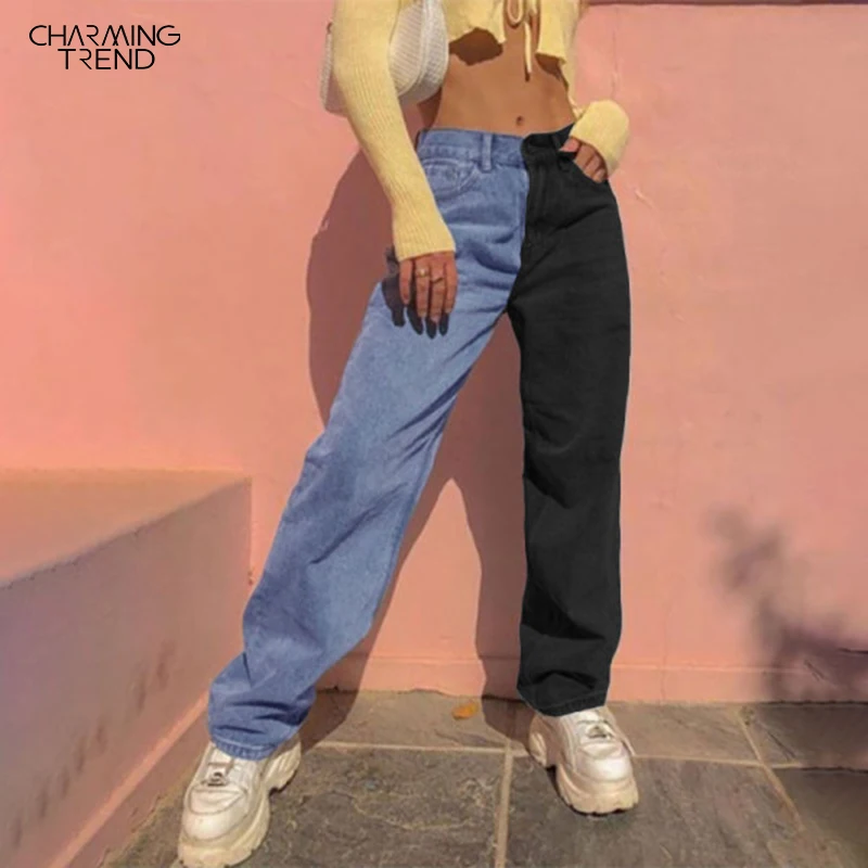 Женские прямые джинсы в стиле пэчворк Осень-зима 2022 мешковатые винтажные