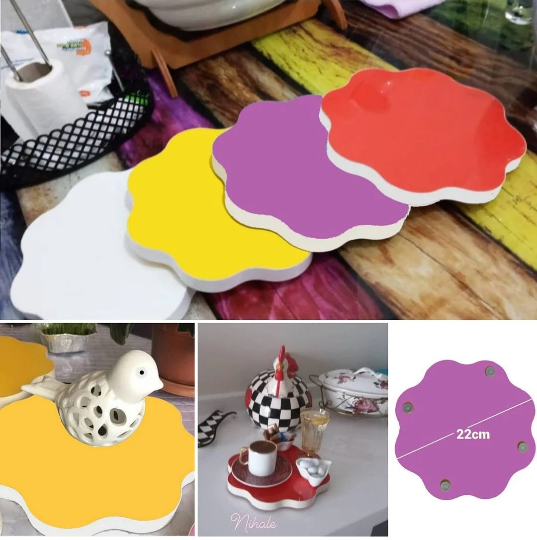 

Daisy Wooden Decorative Product Presentation Tray, Flower Bottom Plate Home Decor Home Accessories Decorative Shelves