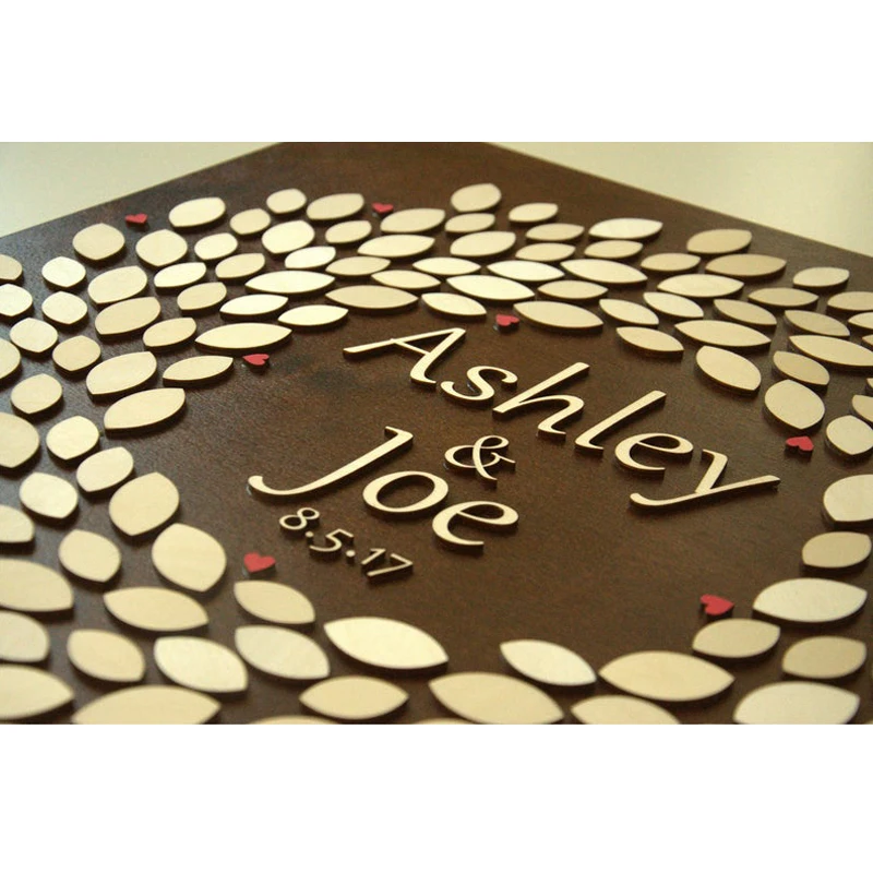 Венок красное сердце 3D деревянная Свадебная Гостевая книга Альтернативная