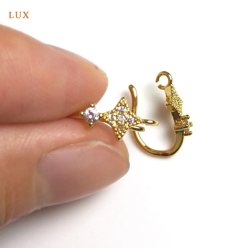 

10 шт. Позолоченные четыре острых звезды крючок с микрофианитами простые подвески для женщин и девушек висячие серьги ожерелье ювелирные из...