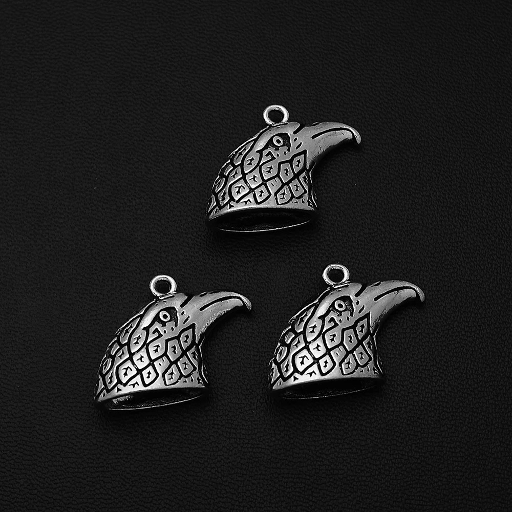 

2pcs/Lots 20x25mm Antique Silver Plated Eagle Head Bird Charms 3D Feather Pendants For Diy Creation Jewelry Making Accessories