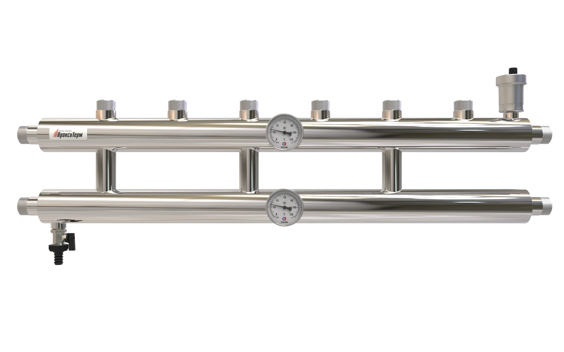 распределительный коллектор с гидрострелкой 60 квт 3 контура proxytherm.