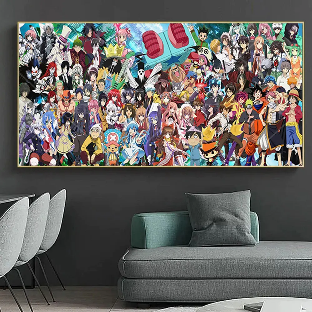

Naruto Dragon Ball One Piece Japanese Anime Canvas Painting Poster and Print Pictures for Kids Room Modern Home Decoration Mural