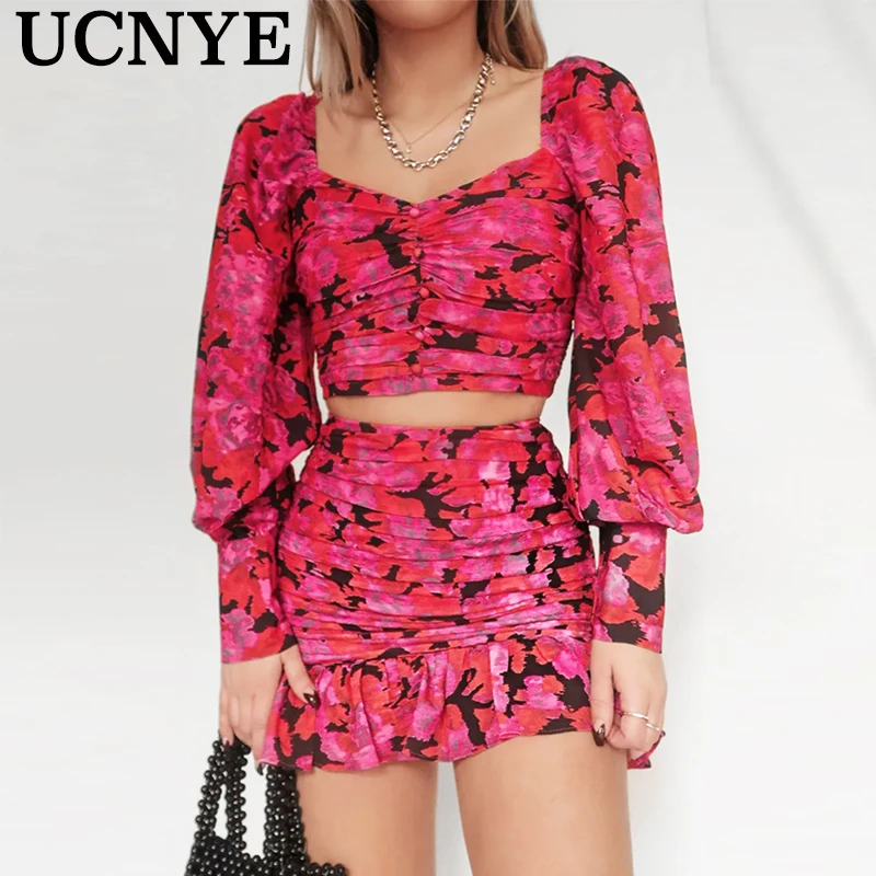 Женский комплект из двух предметов женский костюм цветочные укороченные топы с