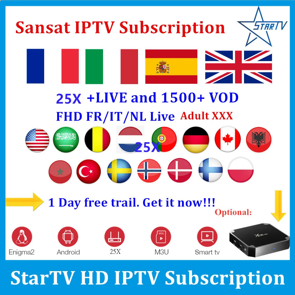 Star tv Sansat IP tv подписка Европа IP tv Франция Испания IP tv Italia арабский США скандинавский Нидерланды android tv box M3U smart tv