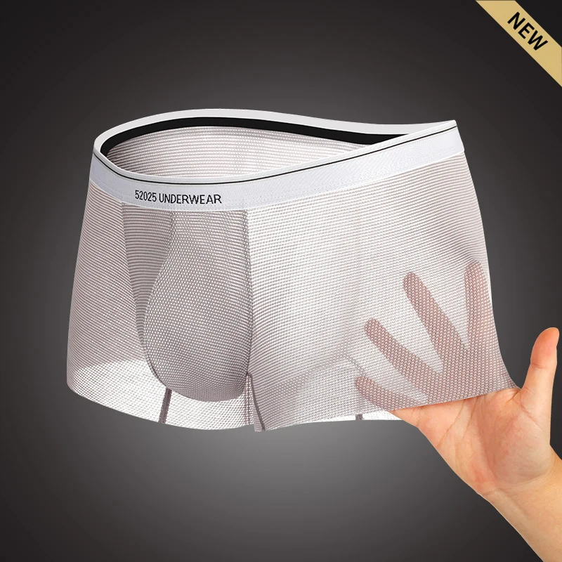 

52025 Men Underwear Boxers Soft Quick-drying Mesh Fabric Light Seamless Breathable Comfy Underpants Men Boxer Men Sexy Underwear