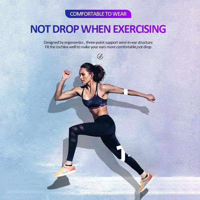 구매 50SETS TWS 무선 블루투스 미니 헤드폰 방수 스테레오 스포츠 이어 버드 소음 제거 이어폰 핸즈프리 마이크