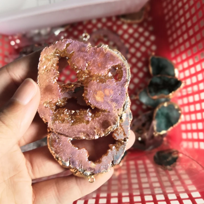 Женское Ожерелье с большим розовым кристаллом подвеска золотым покрытием