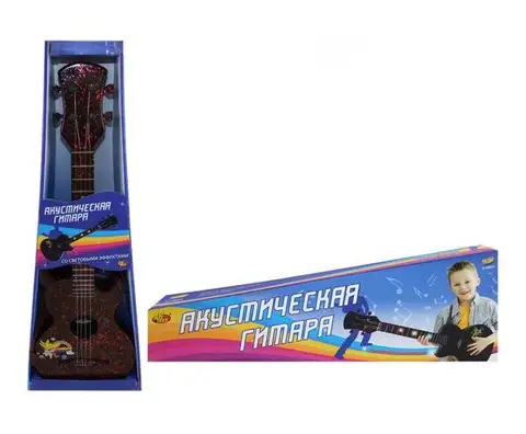 Детская акустическая гитара со струнами, черная, Abtoys Doremi D-00041 - изображение