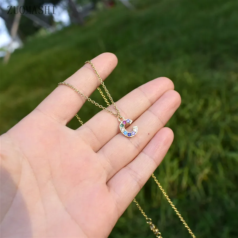 Ожерелье с разноцветными фианитами 26 тыльных букв|Ожерелья подвеской| |