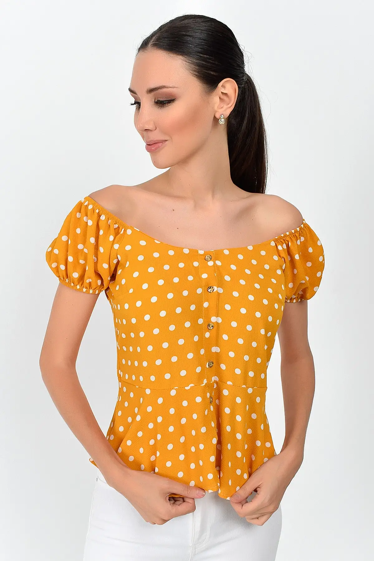 9363018 Хлопковая женская блузка на пуговицах с рисунком Коби|Блузки| |