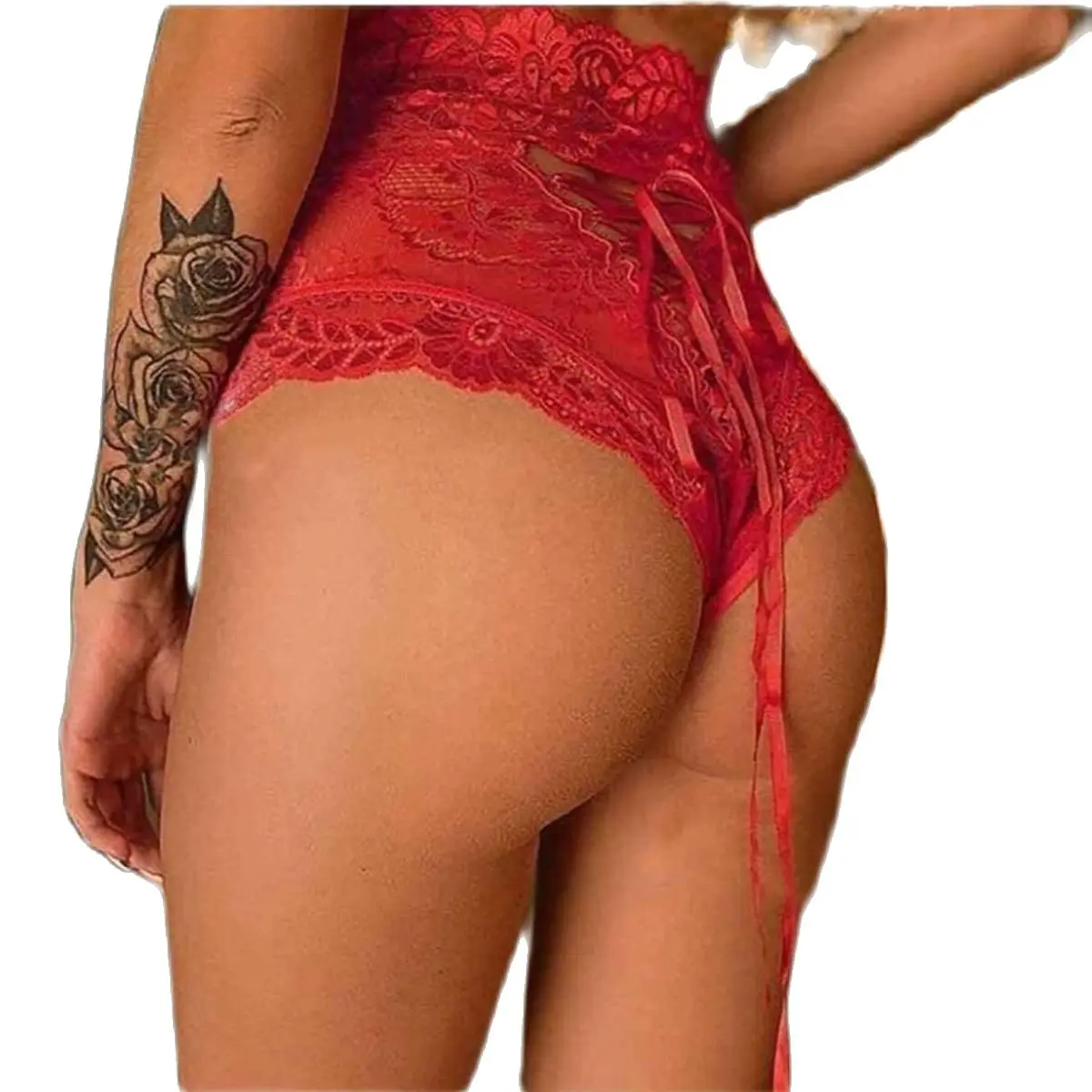 

Women Fancy Panties High Waist Elegant Lace Panties Red Sexy Exotic Underwear