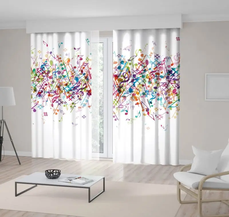 Занавес Красочные Музыкальные ноты узоры праздник забавная музыкальная тема