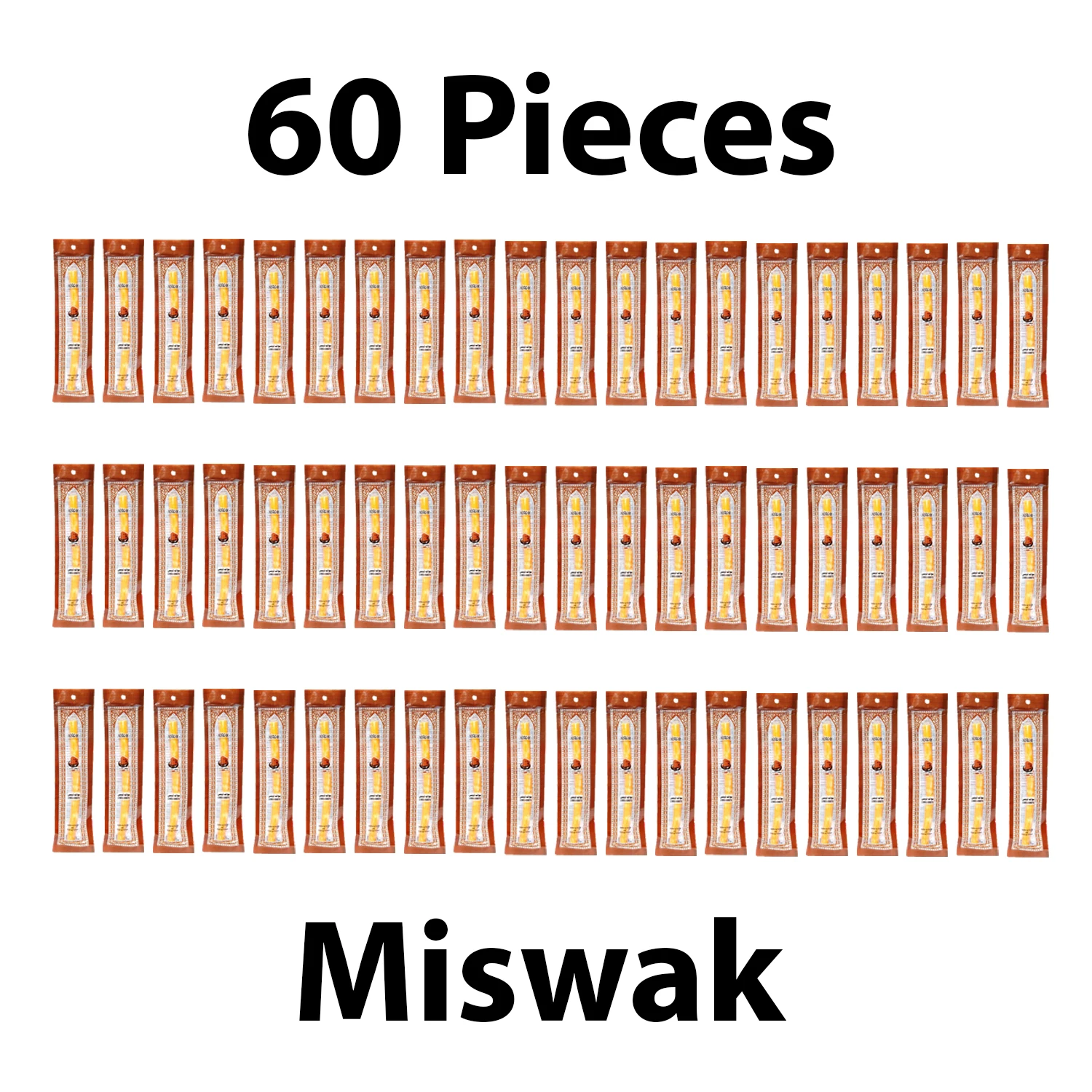 FS Set of 60 Pieces Miswak Sewak Chew Stick Fresh Natural Tootbrush Misvak Arak Siwak Miswaak Vegan Teeth Cleaner Soft Peelu