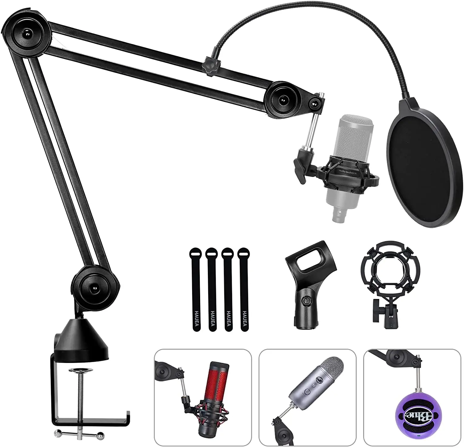 

Microphone Arm Stand Heavy Duty Mic Arm Microphone Stand Suspension Scissor Boom Scissor Arm Stand with Shock Mount and Pop Filt