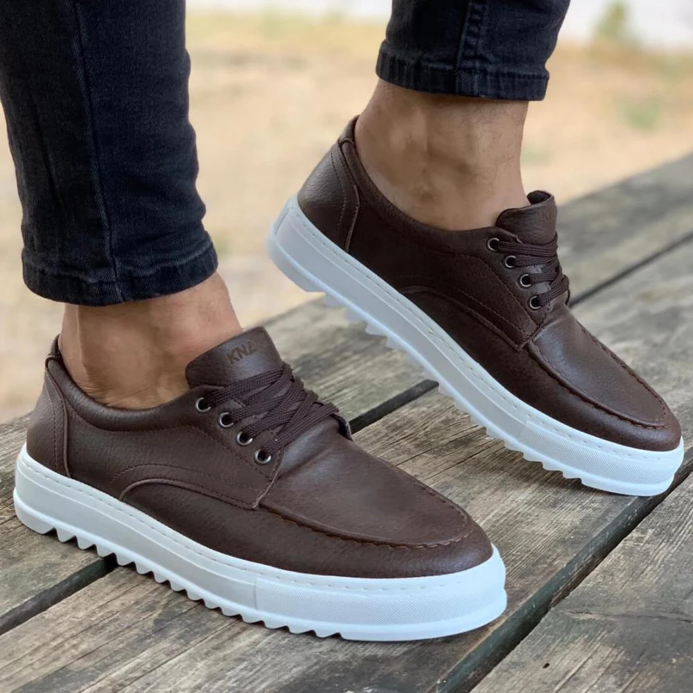 

Knack Mens Shoes Casual Clothing Brown Color Artificial Leather Laced Skidproof Outsole Comfortable Graduation Office Marriage Elegant T12