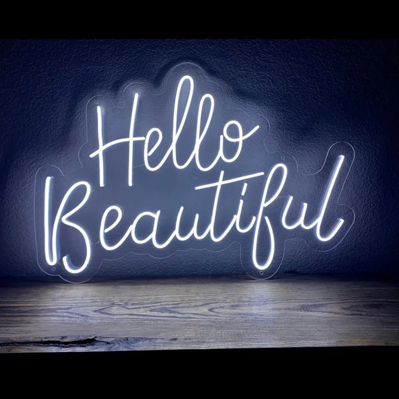 

Hello Beautiful LED Neon Sign Custom Flex LED Neon Light Salon Store Decoration Home Decor Logo Neon Sign Personalize Sign INS