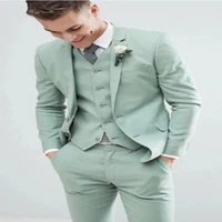 2022 tailor made light green men suits notch lapel fashion groom wedding hot sell slim fit blazer 3 pcs %ef%bc%88jacketpantsvest%ef%bc%89