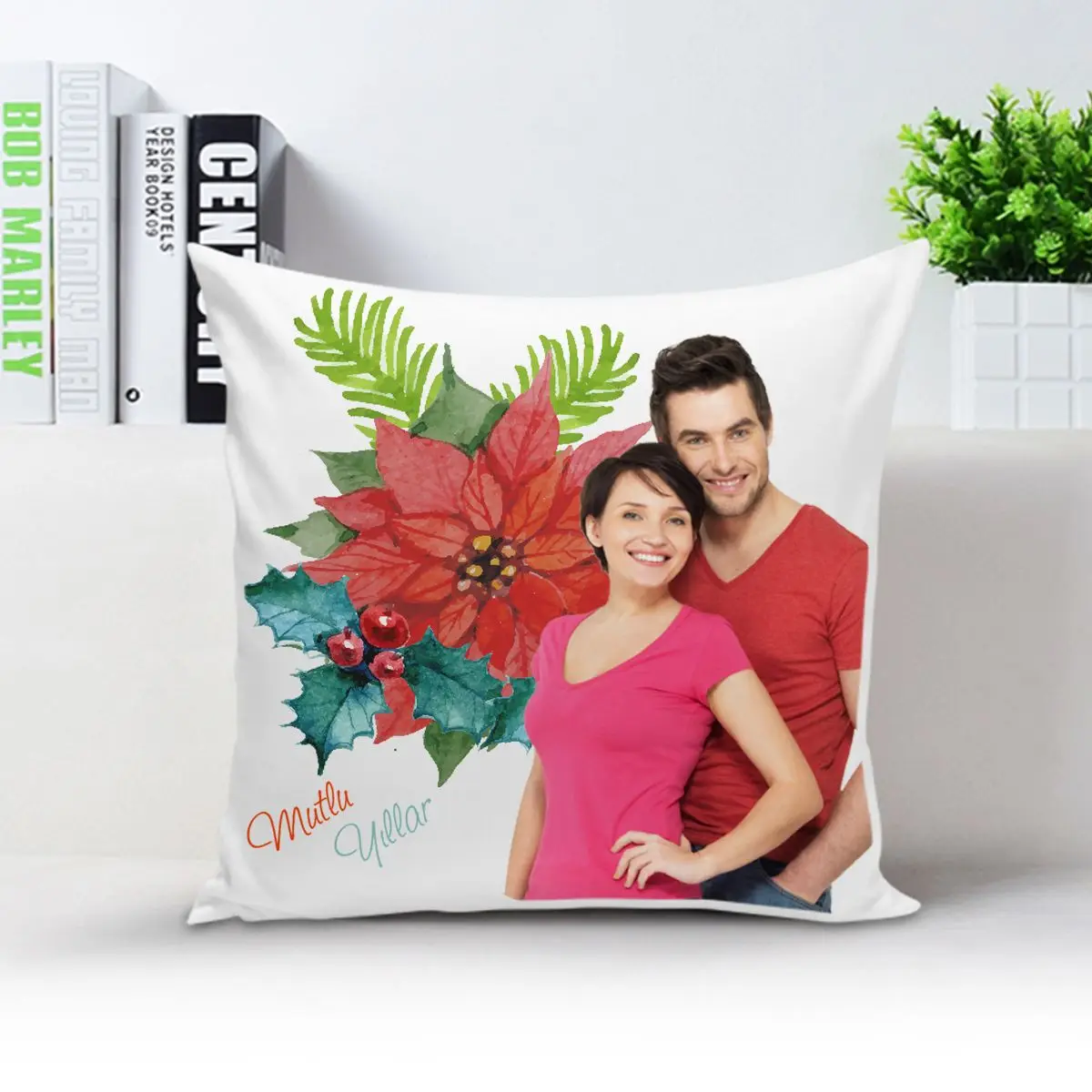 

Personalized White Square Pillow Case-014
