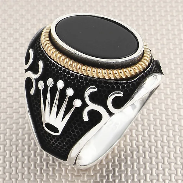 

Rolex Crown Oval Cut 925 Sterling Silver Black Onyx Gemstone Silver Ring Jewellery Ring Handmade with Natural Stone Men Ring