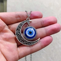 gothic crescent moon glasstyrke evil eye pendant necklace for men women vintage trendy lucky jewelry accessories gift for friend