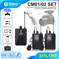 Debra Audio UHF Wireless Lavalier Microphone with Selectable Channels 50m Range for DSLR Camera Interview Live Recording