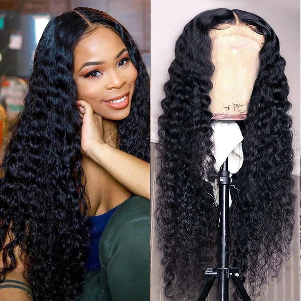 

Brazilian Deep Wave 8—28 Inch 13x6x1 Lace Front Human Hair Wigs Curly Plucked Glueless Frontal Wig for Black Women Remy