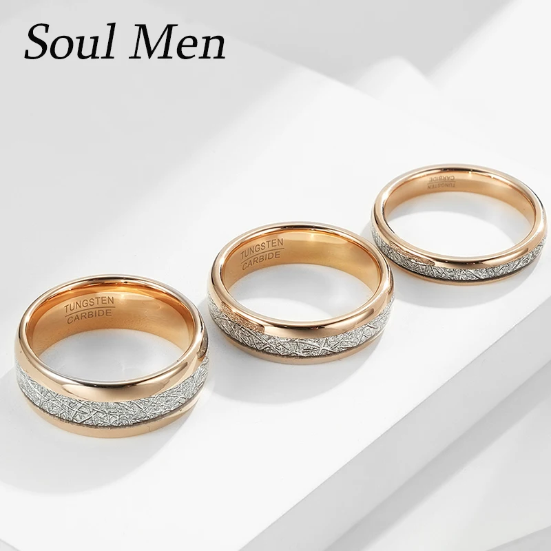 Кольца из карбида вольфрама золотого цвета для мужчин женщин мужчин пары обручальное мужское t-образное кольцо внутренний метеорит Фила дл...