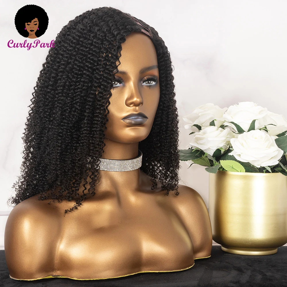 Натуральные дешевые волосы парик афро кудрявые бразильские с левой частью