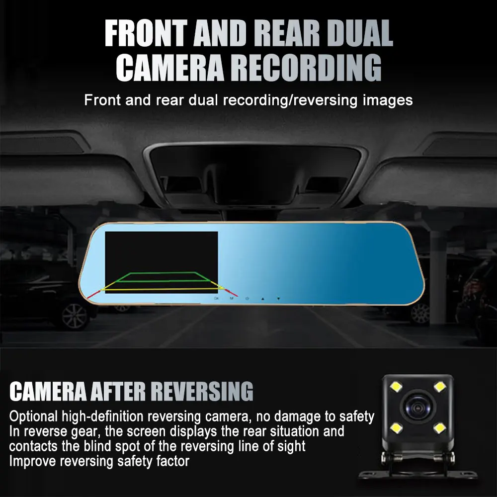 Rearview Mirror Car Driving Recorder 1080P Full HD LED Night Vision DVR Registrar Motion Detection Dash Cam Auto Camera | Автомобили и