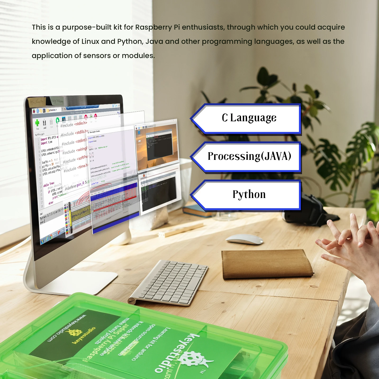 Базовый супер стартовый набор Keyestudio для Raspberry Pi 4B полный самостоятельной сборки