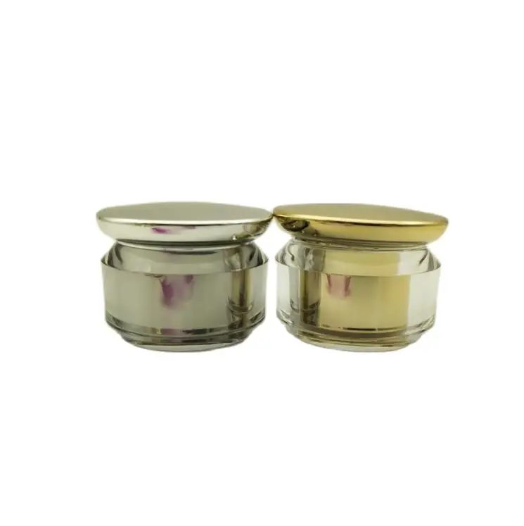 10 г Блестящая Серебристая/Золотистая пластиковая Акриловая банка для крема