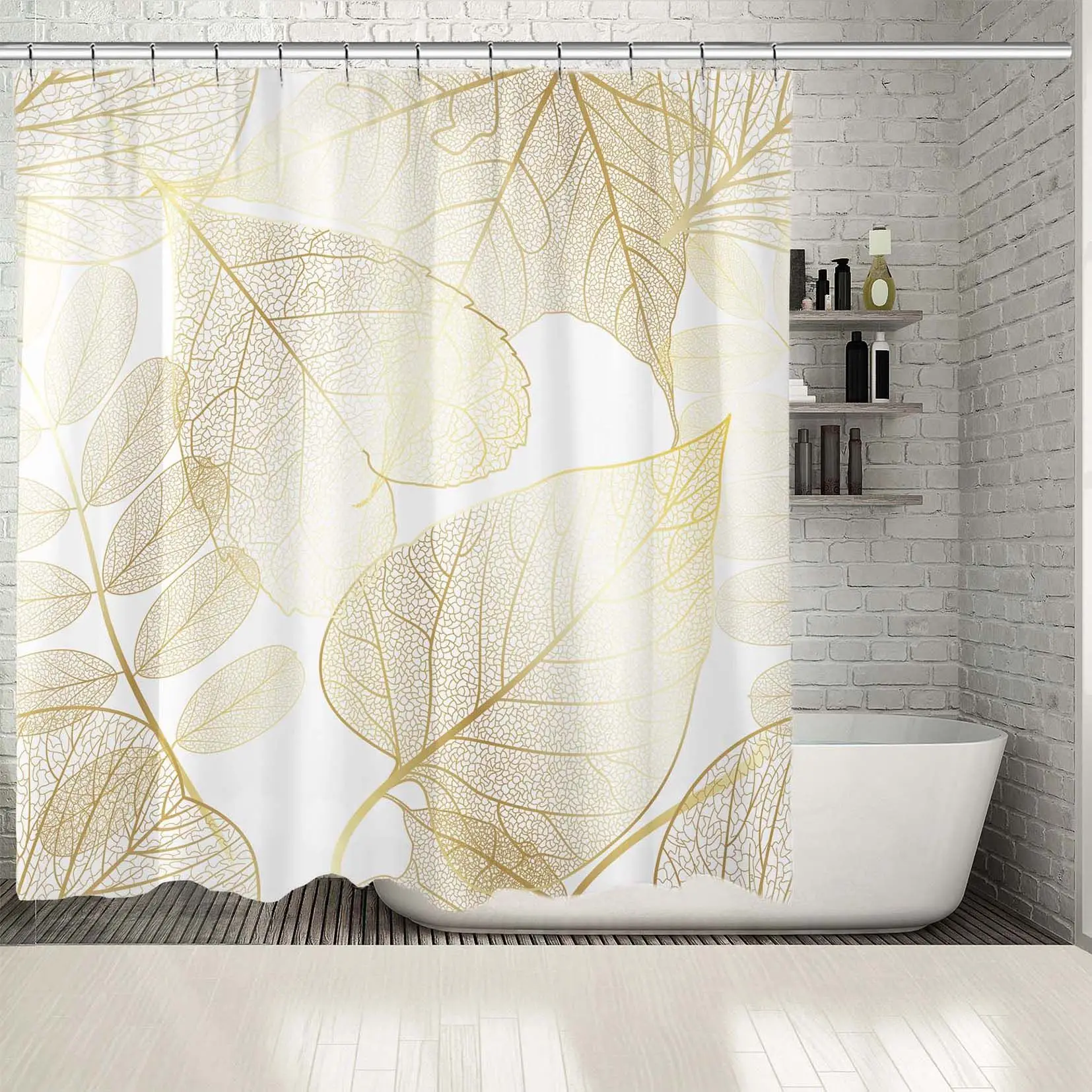 Занавески для душа золотые осенние листья солнечные огни прозрачные узоры