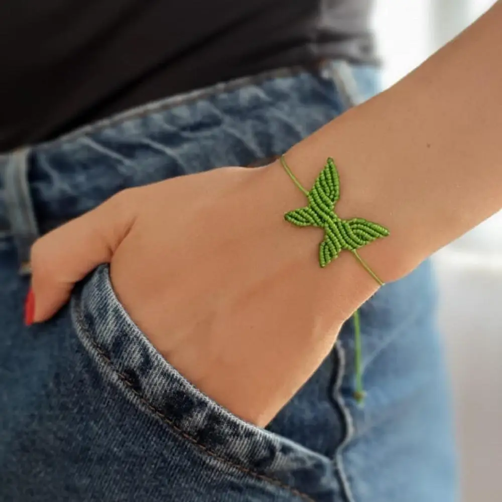 

Makrome p Kelebek Bileklik El Yapm Yeil Ayarlanabilir Bilezik Handmade Kadn 50 Adet