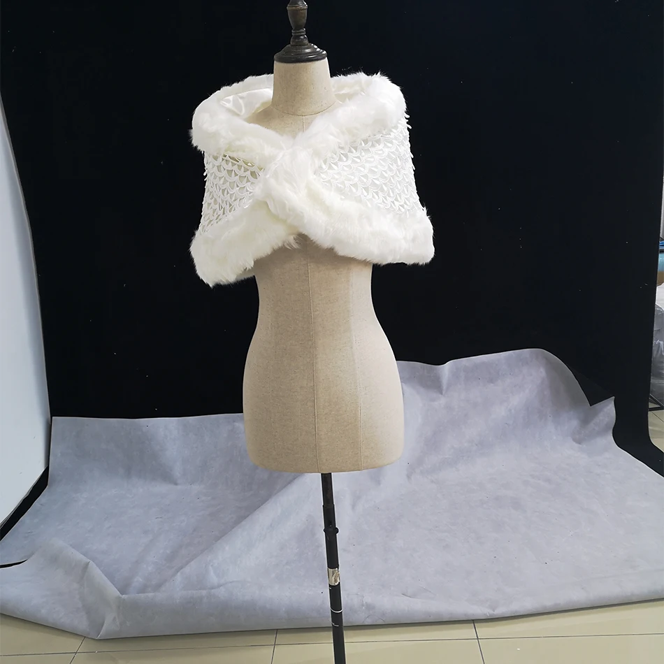 Зимнее болеро из искусственного меха женская свадебная шаль накидка в наличии