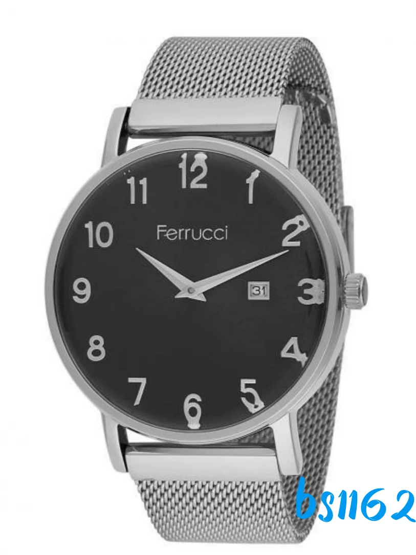 Мужские часы с календарем Ferrucci Mesh золотые серебристые черные|Кварцевые мужские