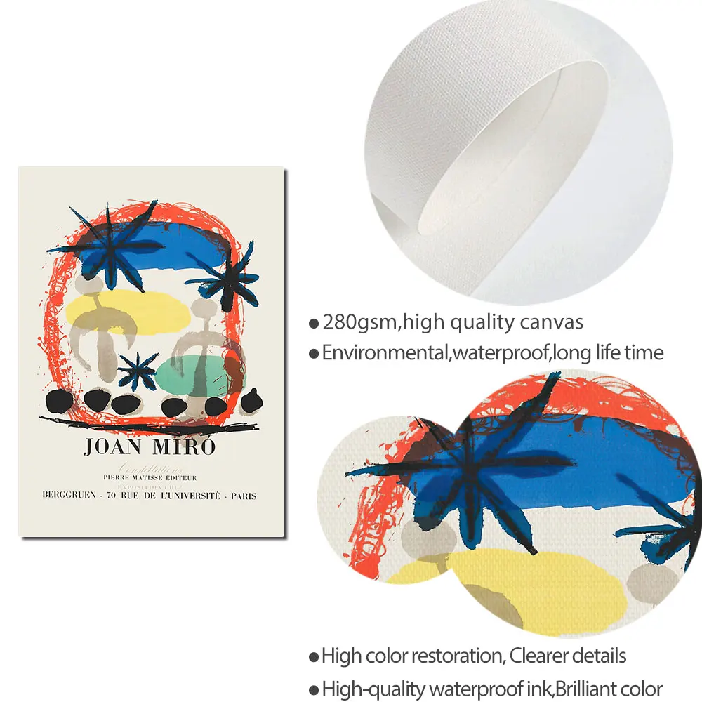 Joan Miro винтажная абстрактная выставка настенная живопись на холсте Le Corbusier