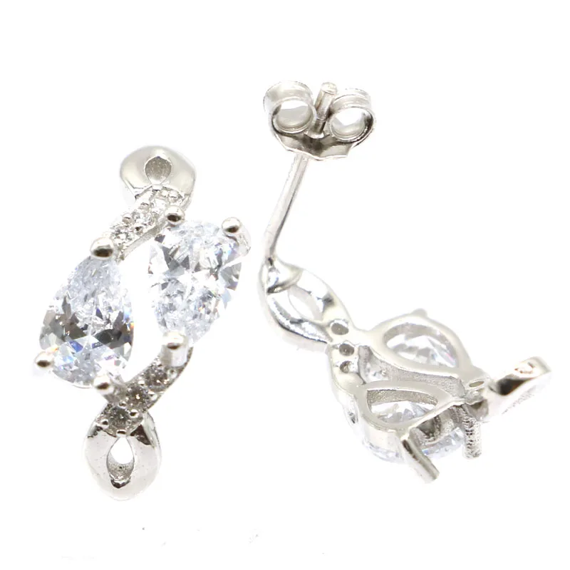 Серьги из серебра 925 пробы с искусственным камнем 16x7 мм|Серьги-гвоздики| |