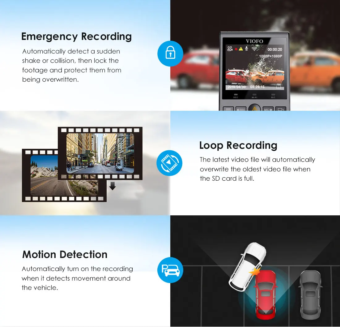 A129 Pro Duo VIOFO 4K Dual Dash Cam Ultra HD 4K для дорожного фронта Новейшая 4k DVR Автомобильная камера с HK3 super nigjt vision