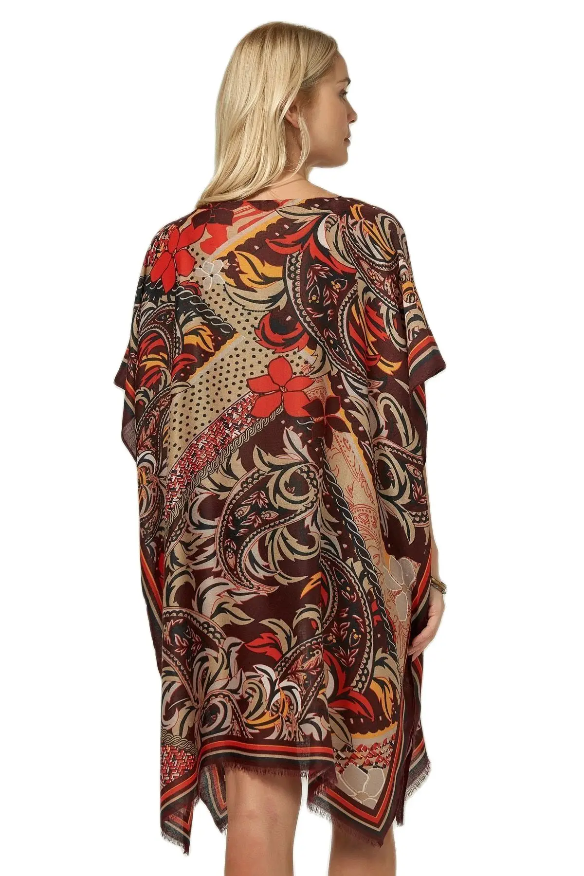 

2021 For Women Ethnic Patterned Orange Pareo Summer Season Beach Fashion Swimsuit Clothing 100% Polyester Kimono Shabby Elegant