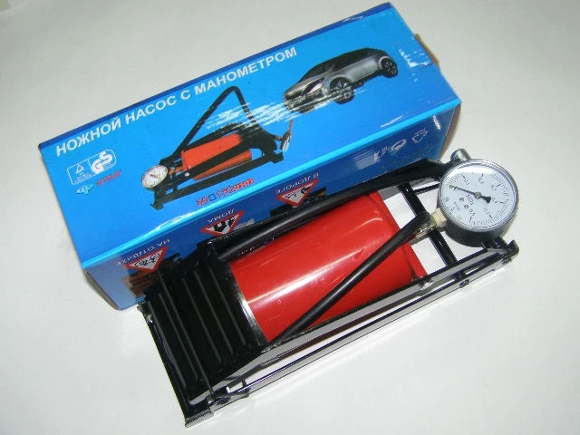 Насос ножной /с манометром/ одинарный больш. | Спорт и развлечения